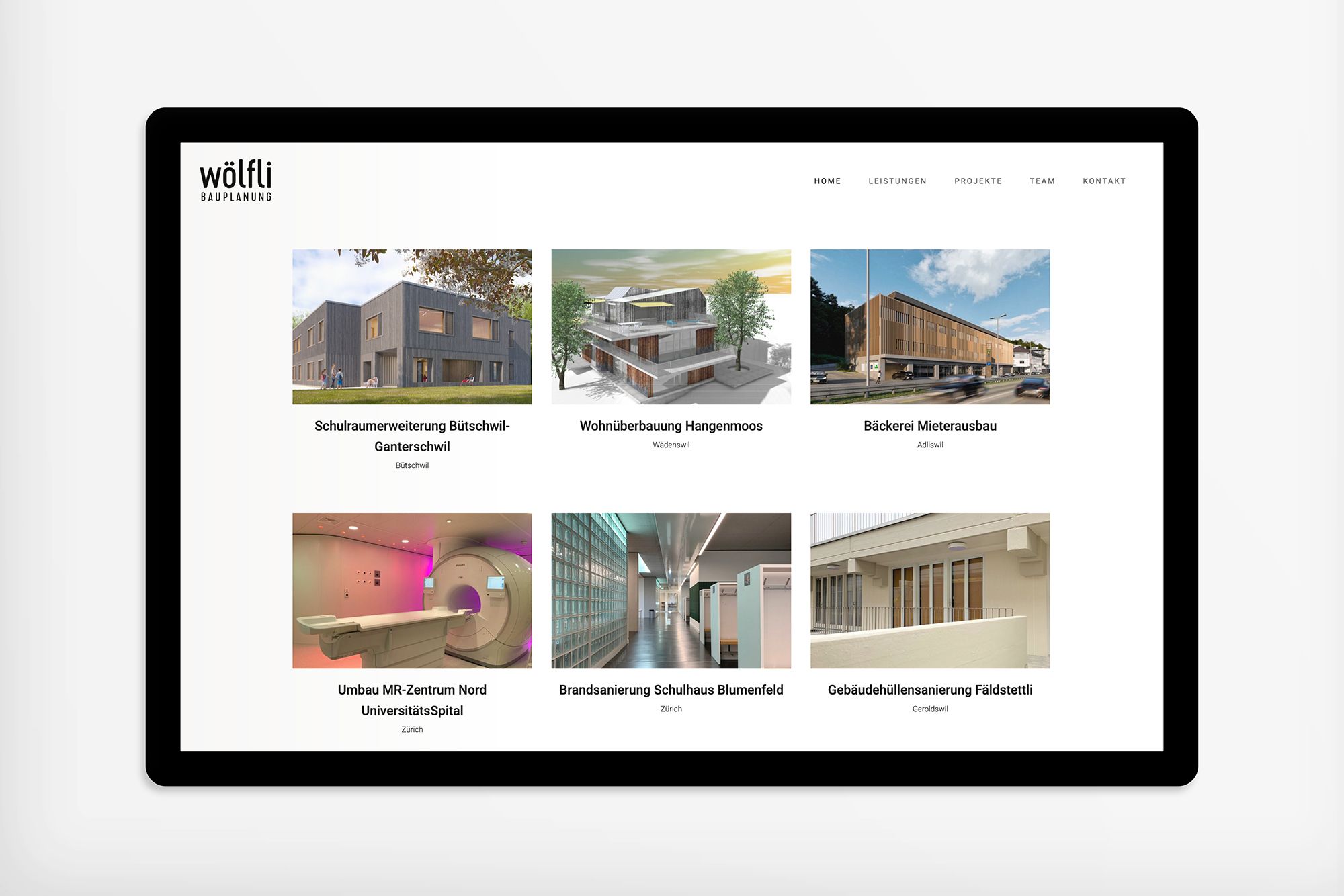 Grafik | Webdesign für Wölfli Bauplanung in Zürich und Zug